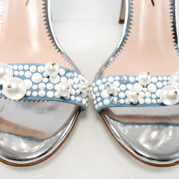 NEW $895 GIUSEPPE ZANOTTI FAUX PEARL EMBELLISHED STRAPPY SLINGBACK SANDALS HEELS - Picture 2 of 13